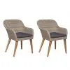 vidaXL Outdoor Chairs with Cushions 2 pcs Poly Rattan Brown