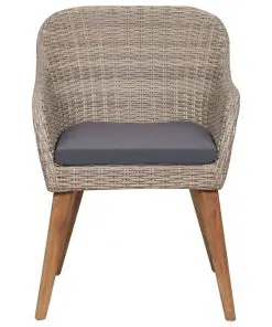 vidaXL Outdoor Chairs with Cushions 2 pcs Poly Rattan Brown