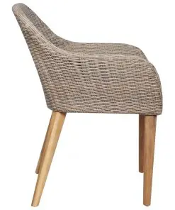 vidaXL Outdoor Chairs with Cushions 2 pcs Poly Rattan Brown