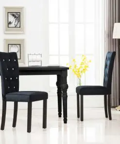 vidaXL Dining Chairs 2 pcs Black Velvet