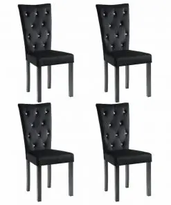 vidaXL Dining Chairs 4 pcs Black Velvet