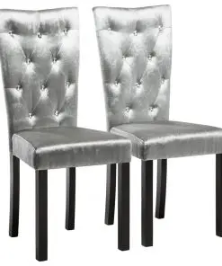 vidaXL Dining Chairs 2 pcs Silver Velvet