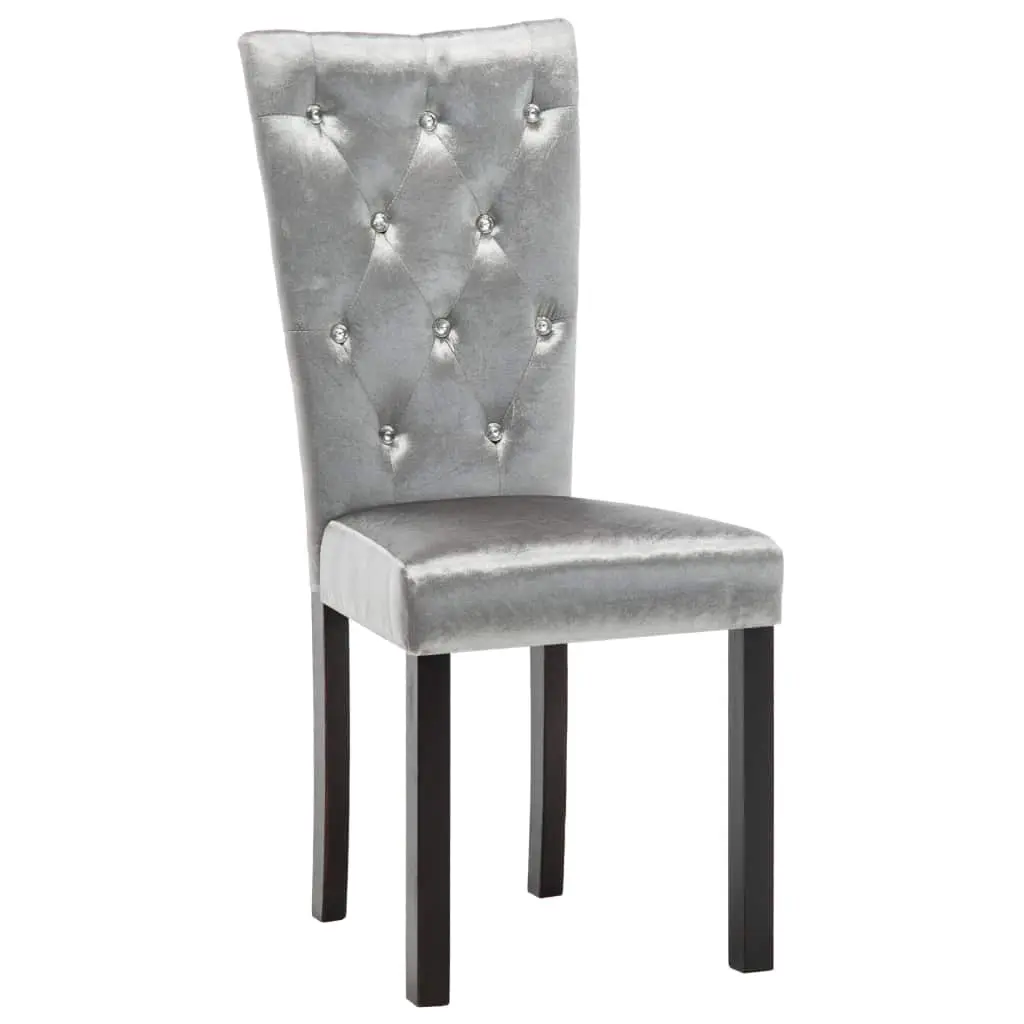 vidaXL Dining Chairs 2 pcs Silver Velvet