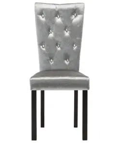 vidaXL Dining Chairs 2 pcs Silver Velvet