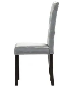 vidaXL Dining Chairs 2 pcs Silver Velvet