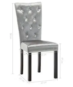 vidaXL Dining Chairs 2 pcs Silver Velvet