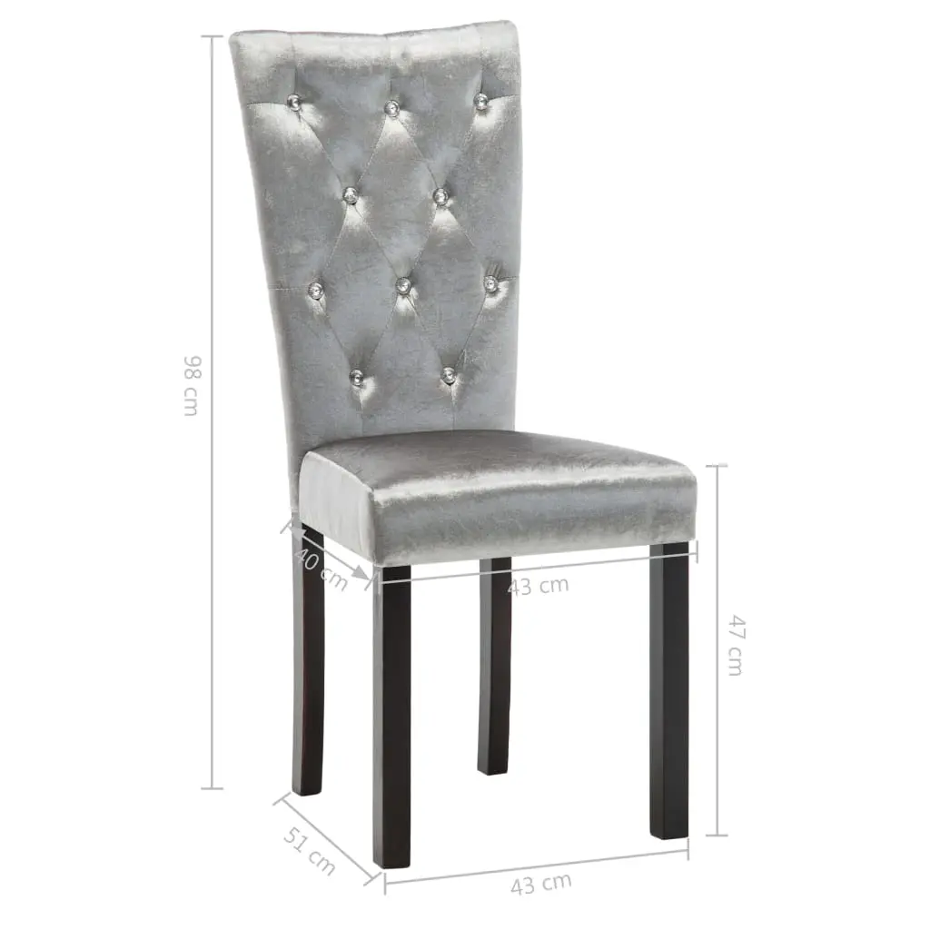 vidaXL Dining Chairs 2 pcs Silver Velvet