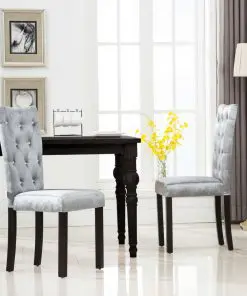 vidaXL Dining Chairs 2 pcs Silver Velvet