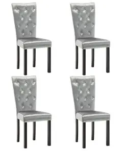 vidaXL Dining Chairs 4 pcs Silver Velvet