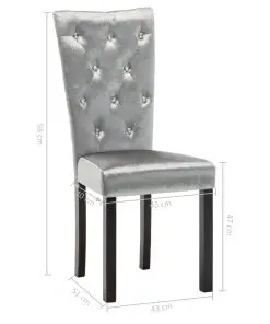 vidaXL Dining Chairs 4 pcs Silver Velvet