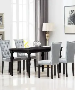 vidaXL Dining Chairs 4 pcs Silver Velvet