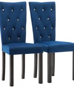 vidaXL Dining Chairs 2 pcs Dark Blue Velvet