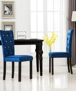 vidaXL Dining Chairs 2 pcs Dark Blue Velvet