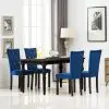 vidaXL Dining Chairs 4 pcs Dark Blue Velvet