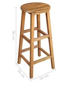 vidaXL Bar Chairs 2 pcs Solid Acacia Wood