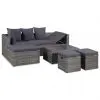 vidaXL 4 Piece Garden Lounge Set with Cushions Poly Rattan Grey vidaXL 4 Piece Garden Lounge Set with Cushions Poly Rattan Grey