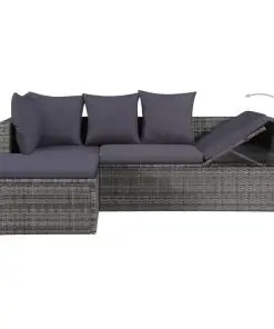 vidaXL 4 Piece Garden Lounge Set with Cushions Poly Rattan Grey