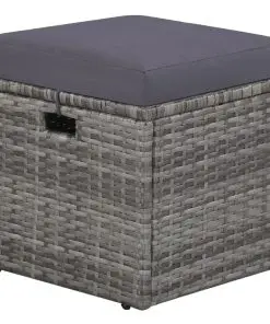 vidaXL 4 Piece Garden Lounge Set with Cushions Poly Rattan Grey