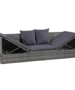 43959 vidaXL Outdoor Sunlounger Poly Rattan 200x60x58 cm Grey – Untranslated