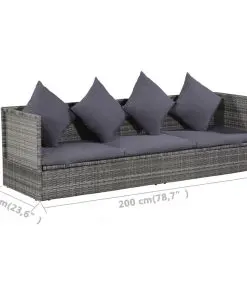 43959 vidaXL Outdoor Sunlounger Poly Rattan 200x60x58 cm Grey – Untranslated