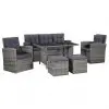 vidaXL 6 Piece Garden Lounge Set with Cushions Poly Rattan Grey