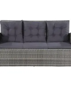 vidaXL 6 Piece Garden Lounge Set with Cushions Poly Rattan Grey