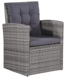 vidaXL 6 Piece Garden Lounge Set with Cushions Poly Rattan Grey