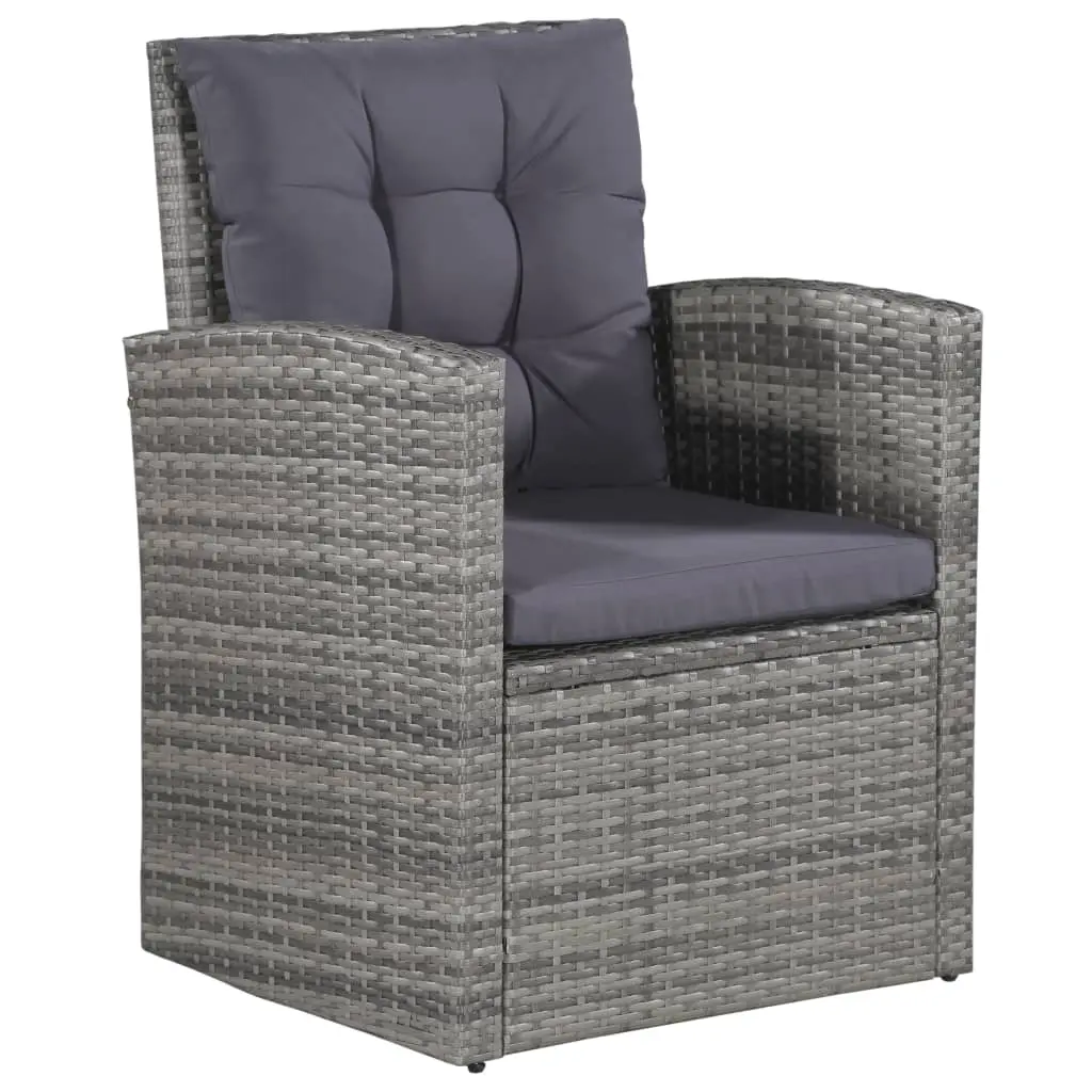 vidaXL 6 Piece Garden Lounge Set with Cushions Poly Rattan Grey