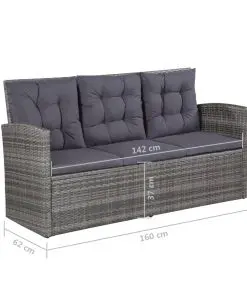 vidaXL 6 Piece Garden Lounge Set with Cushions Poly Rattan Grey