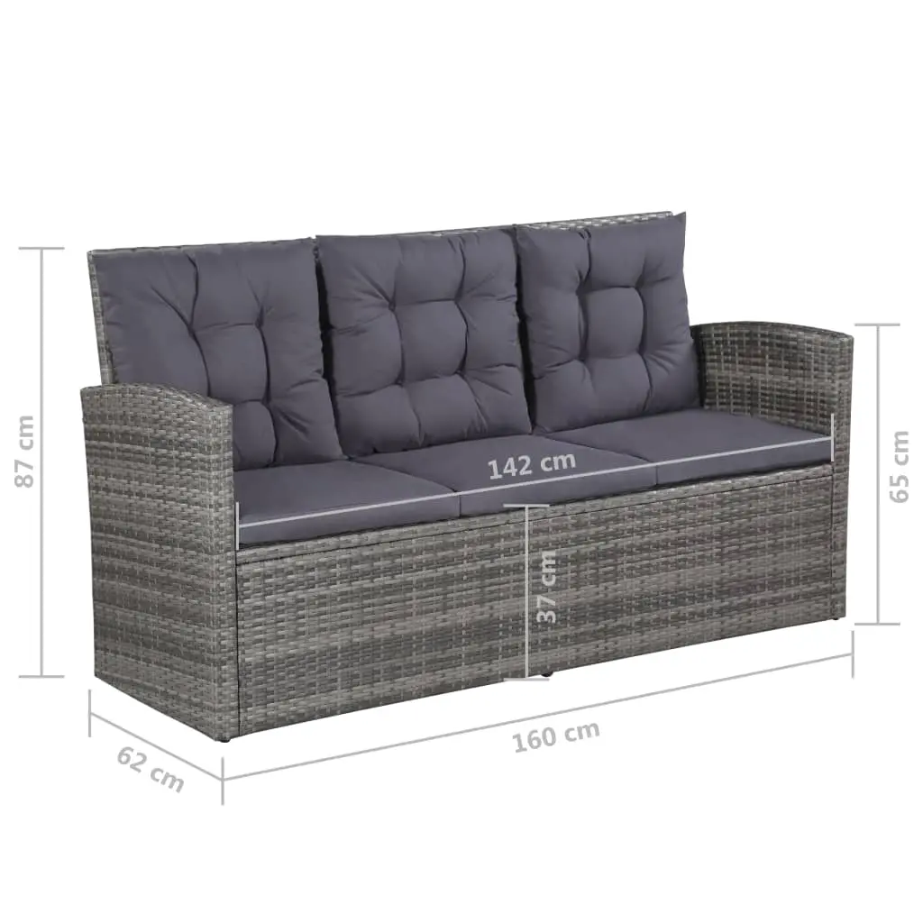 vidaXL 6 Piece Garden Lounge Set with Cushions Poly Rattan Grey