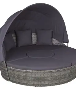 vidaXL 4 Piece Outdoor Lounge Set with Cushions Poly Rattan Grey