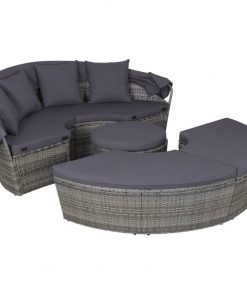 vidaXL 4 Piece Outdoor Lounge Set with Cushions Poly Rattan Grey