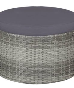 vidaXL 4 Piece Outdoor Lounge Set with Cushions Poly Rattan Grey