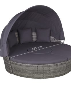 vidaXL 4 Piece Outdoor Lounge Set with Cushions Poly Rattan Grey