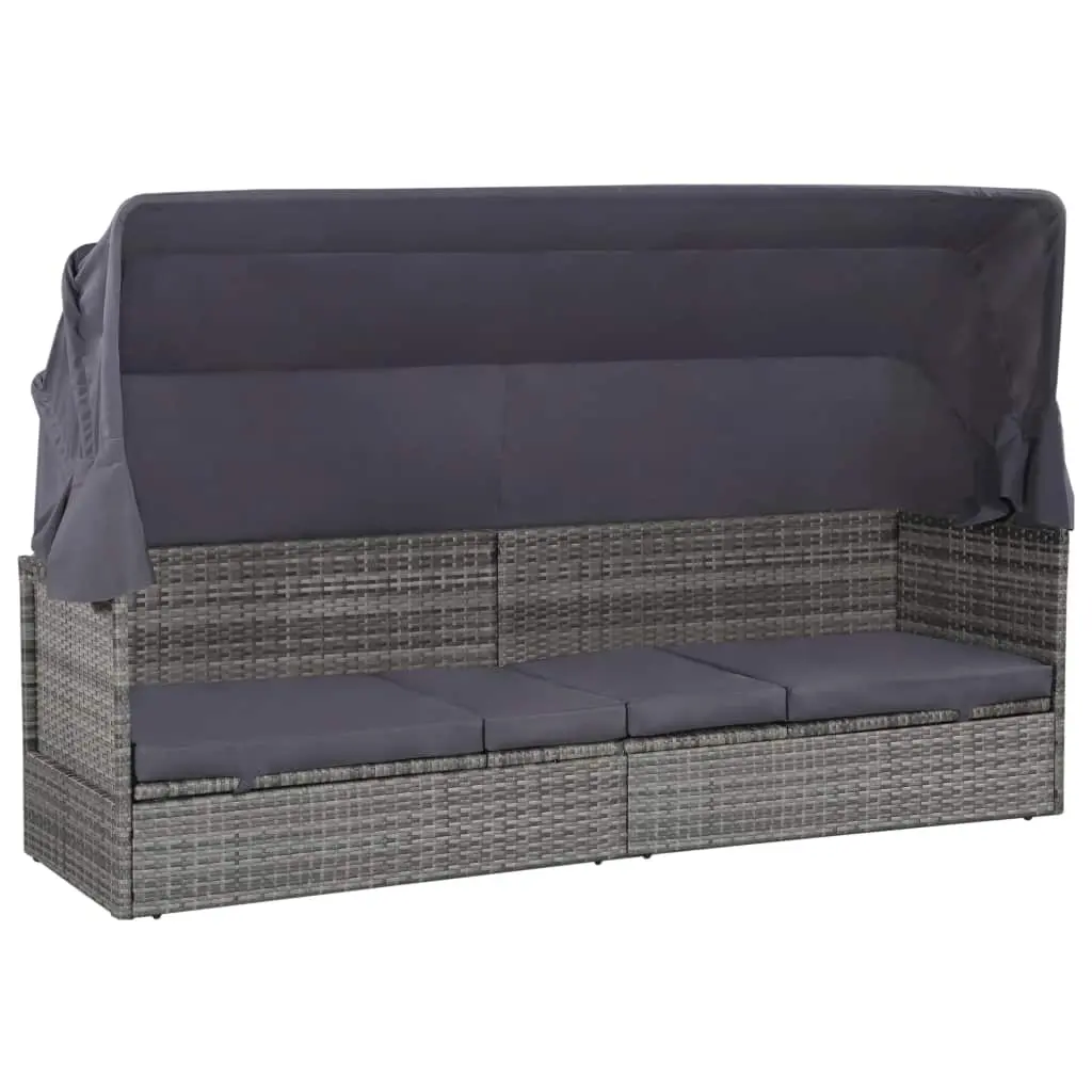 vidaXL Garden Bed with Canopy Grey 205×62 cm Poly Rattan