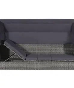 vidaXL Garden Bed with Canopy Grey 205×62 cm Poly Rattan