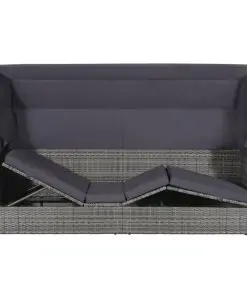 vidaXL Garden Bed with Canopy Grey 205×62 cm Poly Rattan