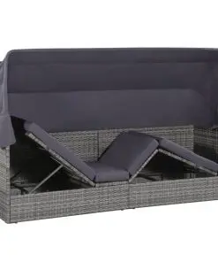 vidaXL Garden Bed with Canopy Grey 205×62 cm Poly Rattan