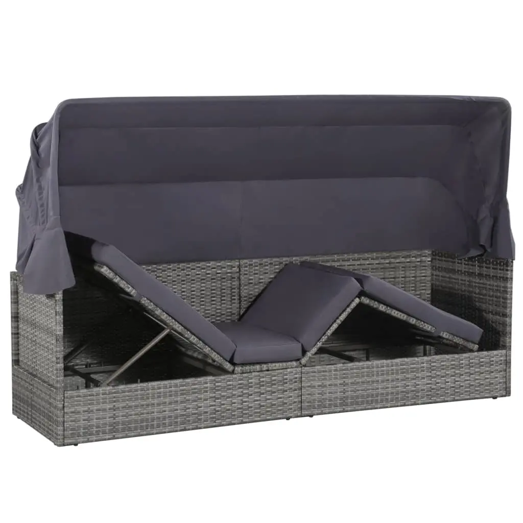 vidaXL Garden Bed with Canopy Grey 205×62 cm Poly Rattan