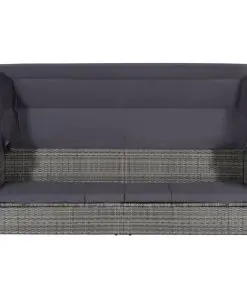 vidaXL Garden Bed with Canopy Grey 205×62 cm Poly Rattan