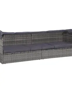 vidaXL Garden Bed with Canopy Grey 205×62 cm Poly Rattan