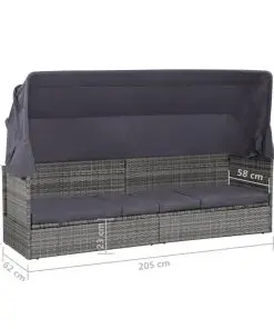 vidaXL Garden Bed with Canopy Grey 205×62 cm Poly Rattan