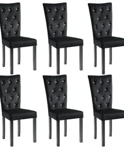 vidaXL Dining Chairs 6 pcs Black Velvet