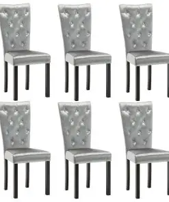 vidaXL Dining Chairs 6 pcs Silver Velvet