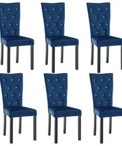 vidaXL Dining Chairs 6 pcs Dark Blue Velvet