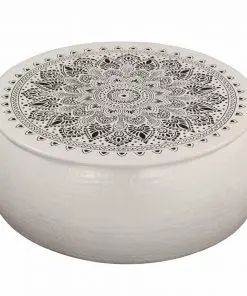 vidaXL Coffee Table Hammered Aluminium 70×30 cm White