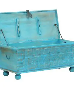 vidaXL Storage Chest Solid Mango Wood Blue 100x40x41 cm