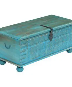vidaXL Storage Chest Solid Mango Wood Blue 100x40x41 cm