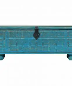 vidaXL Storage Chest Solid Mango Wood Blue 100x40x41 cm