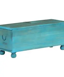 vidaXL Storage Chest Solid Mango Wood Blue 100x40x41 cm